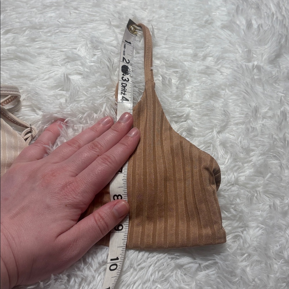 NWOT From Amazon Youth 10-11 Size Ribbed 2 Piece Cream And Light Tan Swim Set - Picture 13 of 13